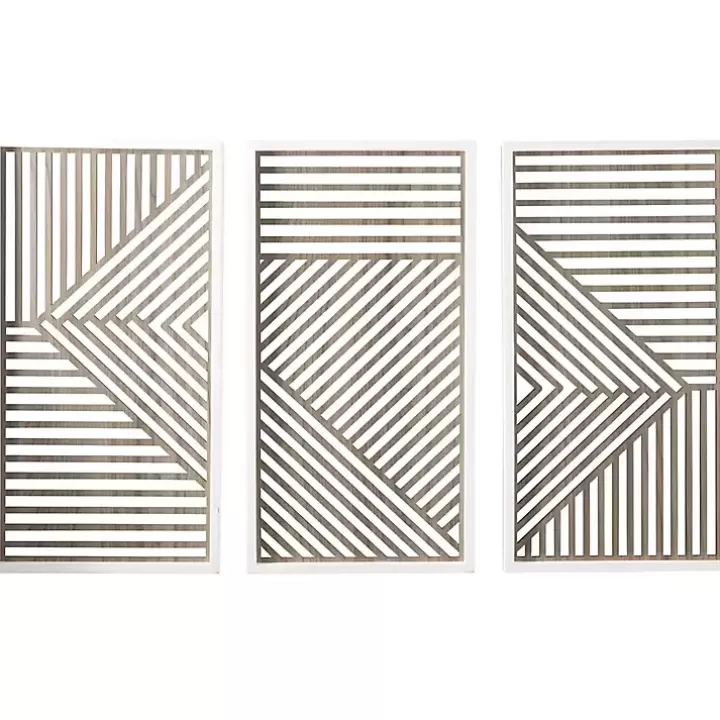 Outlet Brown Geometric Wood Panel Wall Plaques, Set of 3 Wall Plaques