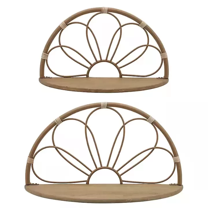 Cheap Brown Metal Arched Flower Wall Shelves, Set of 2 Shelves