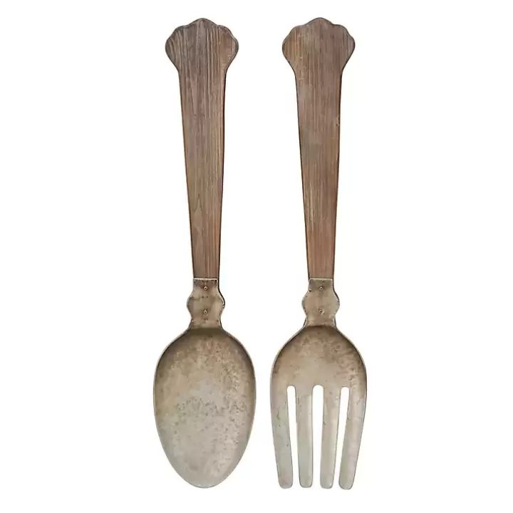 Clearance Metal Utensils Wall Plaques, Set of 2 Wall Plaques