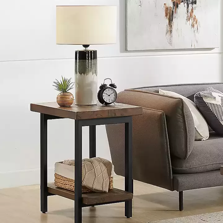 Flash Sale Pine Wood and Metal Accent Table Accent & End Tables