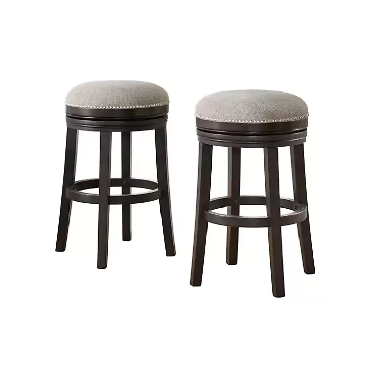 Store Brown Wood Backless Swivel 2-pc. Bar Stool Set Bar Stools & Counter Height Stools