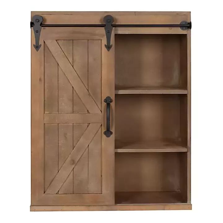 Hot Wood Barn Door 5-Shelf Wall Cabinet Wall Storage