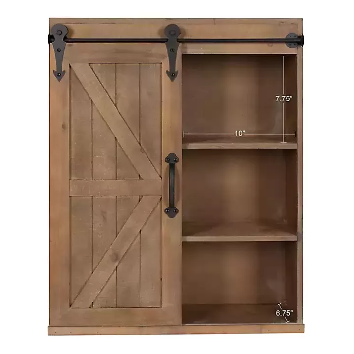 Hot Wood Barn Door 5-Shelf Wall Cabinet Wall Storage