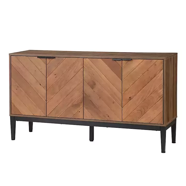 Flash Sale Wood Chevron 4-Door Sideboard Cabinets & Sideboards