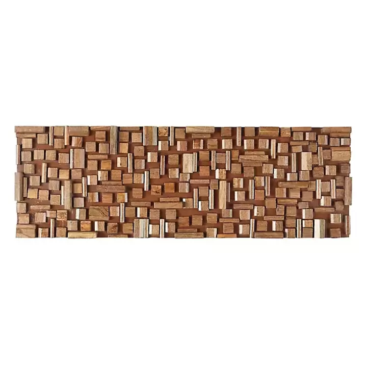 New Wood Geometric Block Wall Plaque, 36x12 in. Wall Plaques