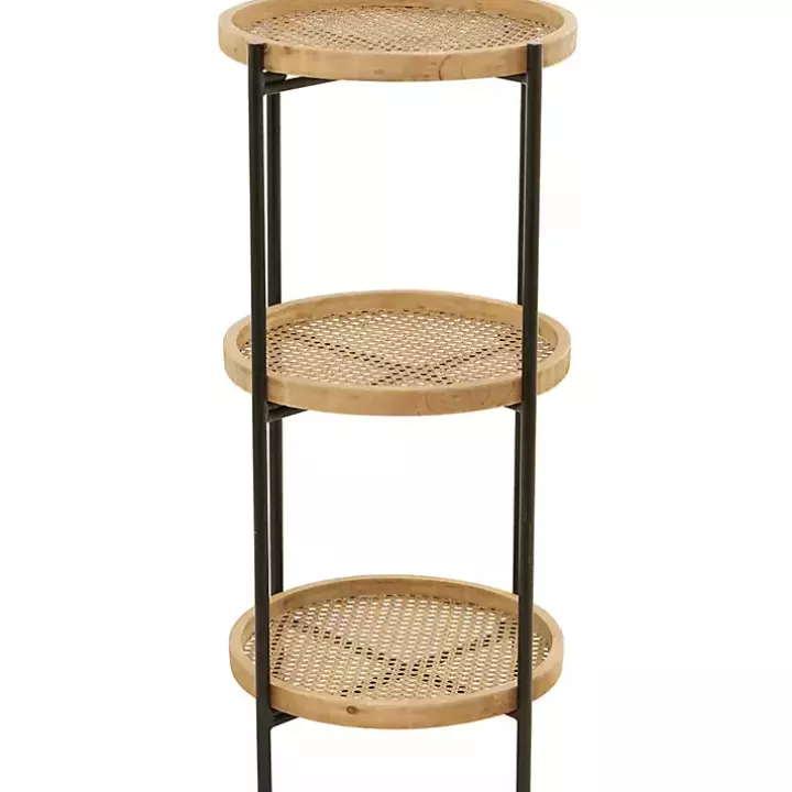 Outlet Wood Mesh Woven 3-Tier Accent Table Accent & End Tables