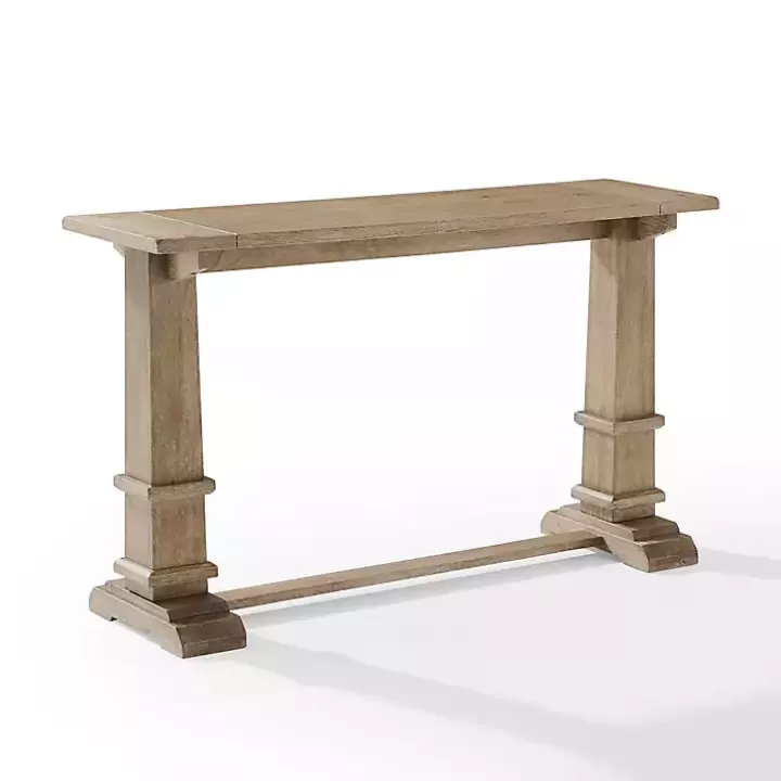 Online Brown Wood Pedestal Base Console Table Console Tables