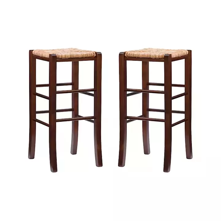 New Wood Seagrass Backless 2-pc. Bar Stool Set Bar Stools & Counter Height Stools