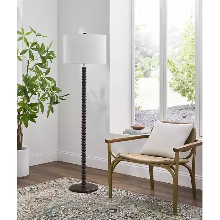 Fashion Wood Spindle Paduak Floor Lamp Floor Lamps