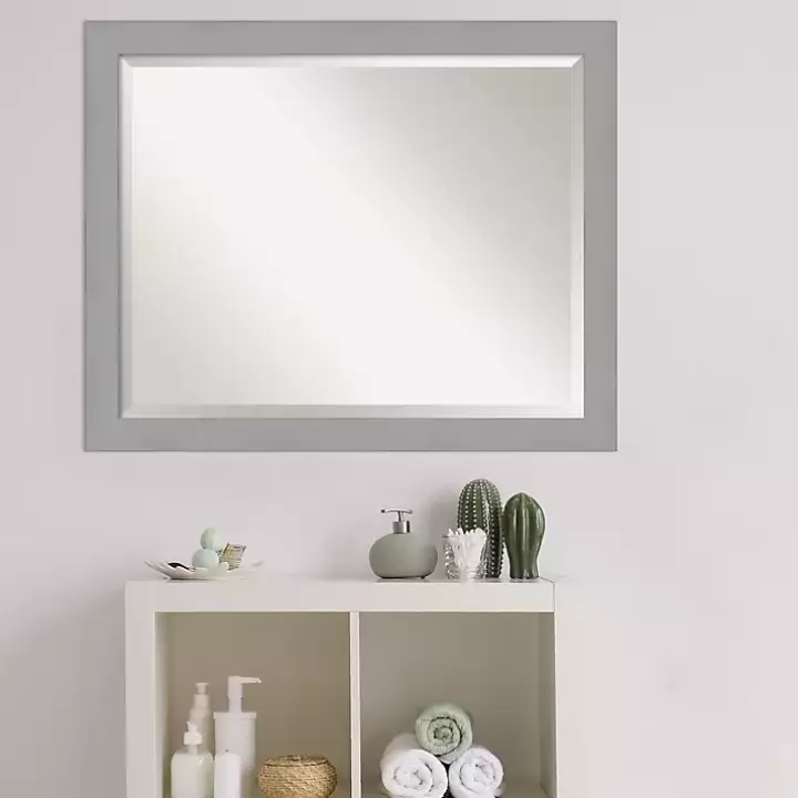 Online Brushed Metallic Silver Frame Beveled Mirror Decorative Mirrors