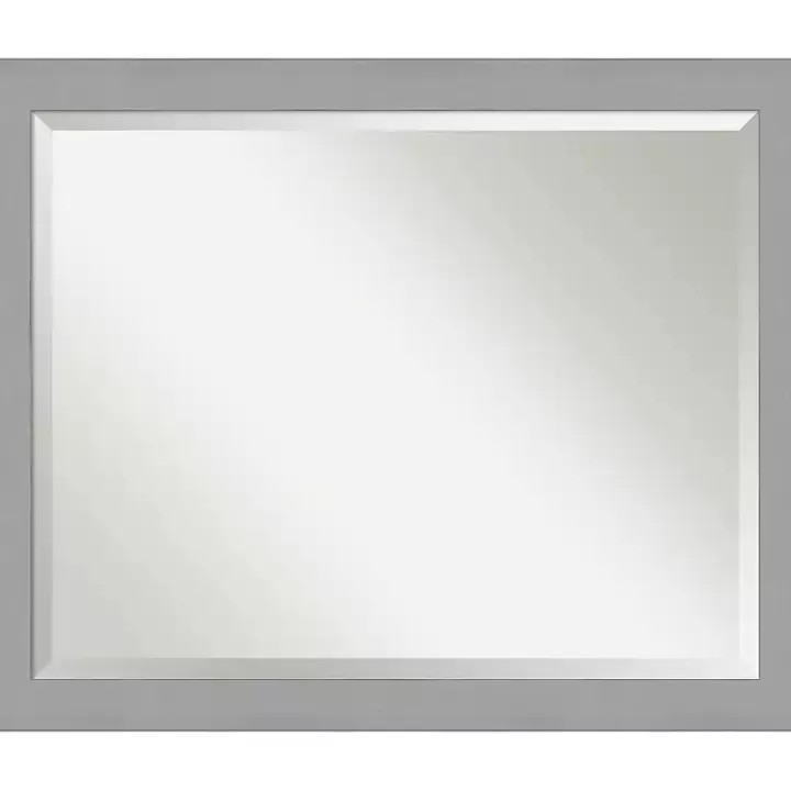 Online Brushed Metallic Silver Frame Beveled Mirror Decorative Mirrors