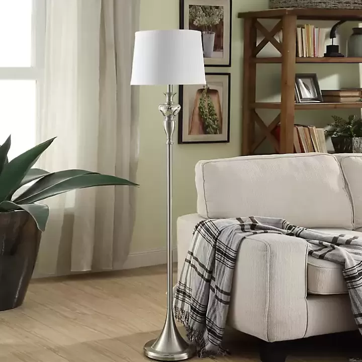 Hot Brushed Steel Fluted Floor Lamp Floor Lamps