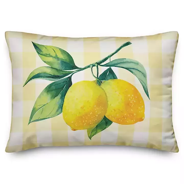 Hot Buffalo Check Lemon Outdoor Pillow Outdoor Cushions & Pillows