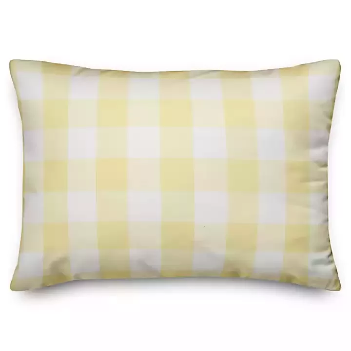 Hot Buffalo Check Lemon Outdoor Pillow Outdoor Cushions & Pillows