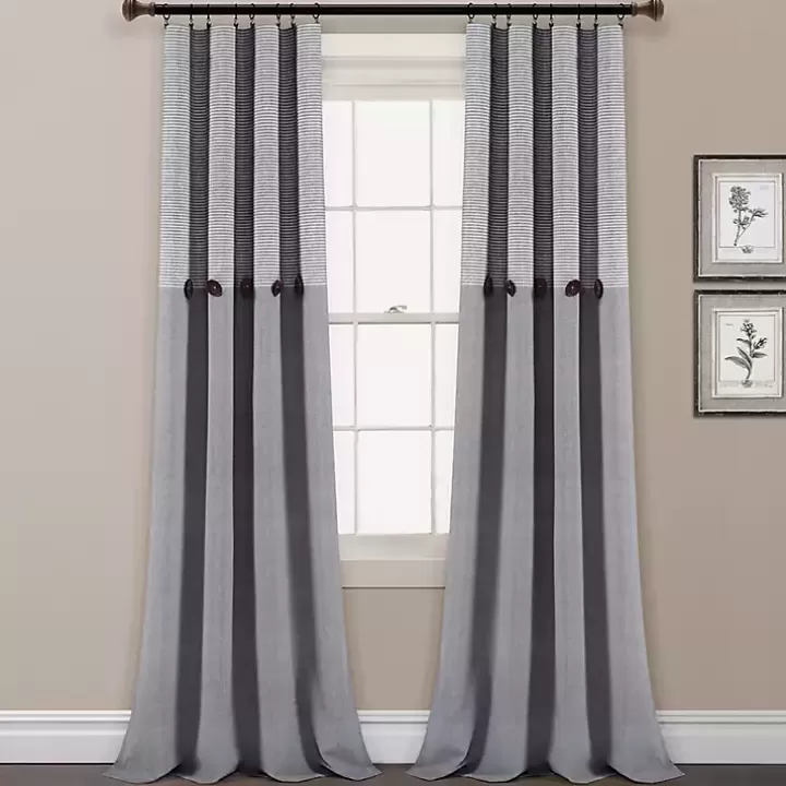 New Buttons and Stripes Curtain Panel Set, 84 in. Curtains & Drapes