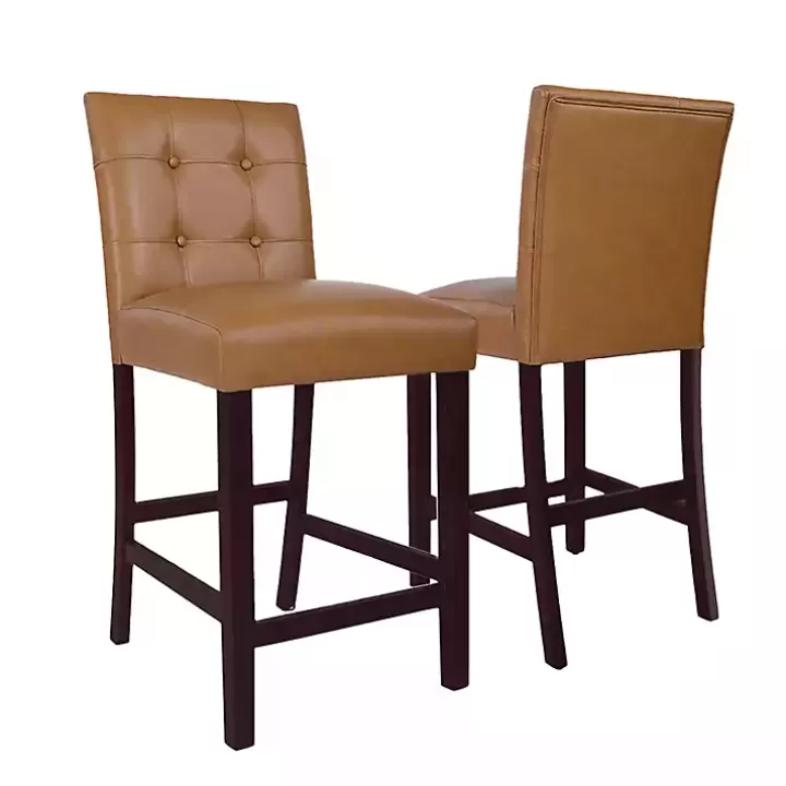 Hot Camel Faux Leather Jeremy Counter Stools, Set of 2 Bar Stools & Counter Height Stools