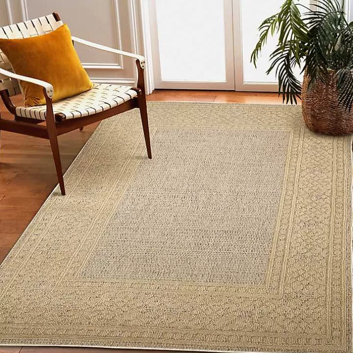 Fashion Camel Leopard Border Outdoor Area Rug, 5x7 Outdoor Rugs