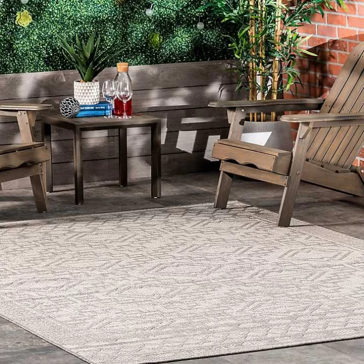 Discount Cammie Gray Moroccan Geometric Outdoor Rug, 8x10 Outdoor Rugs