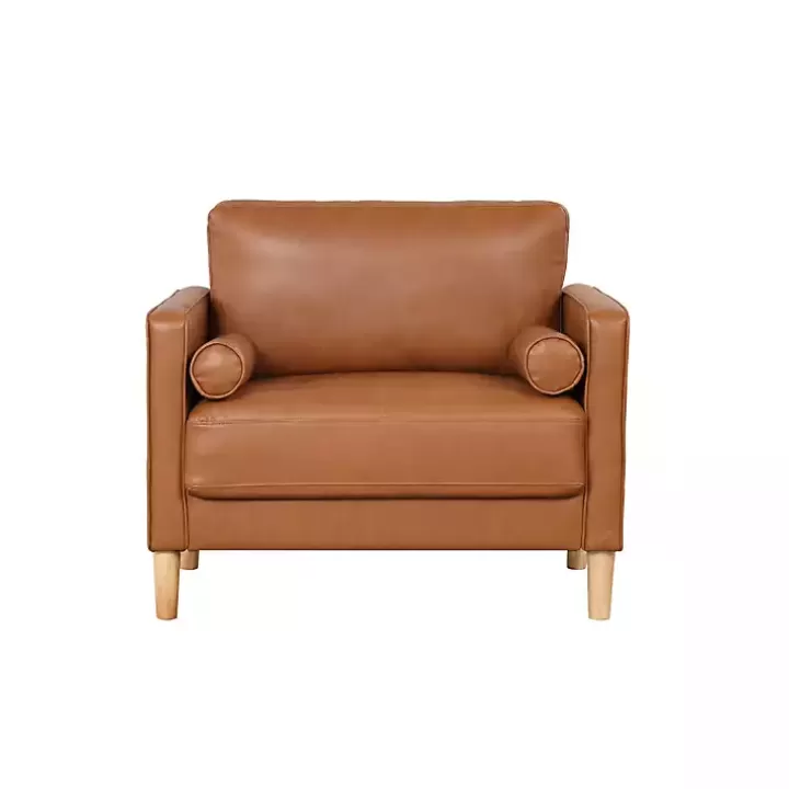 Store Caramel Faux Leather Chelsea Accent Chair Accent Chairs