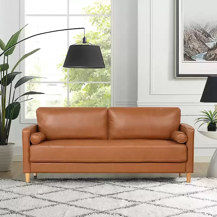 Sale Caramel Faux Leather Chelsea Sofa Sofas & Loveseats