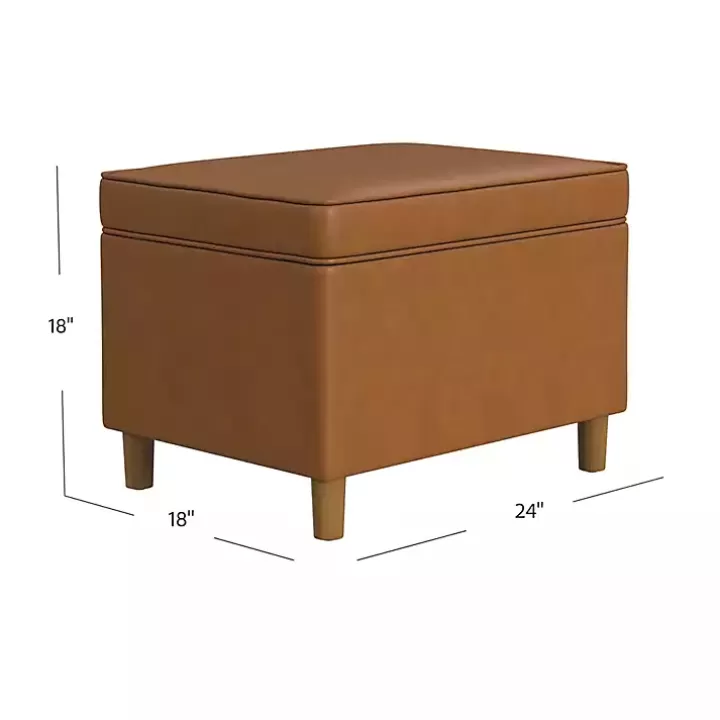 New Caramel Faux Leather Storage Ottoman Benches & Ottomans