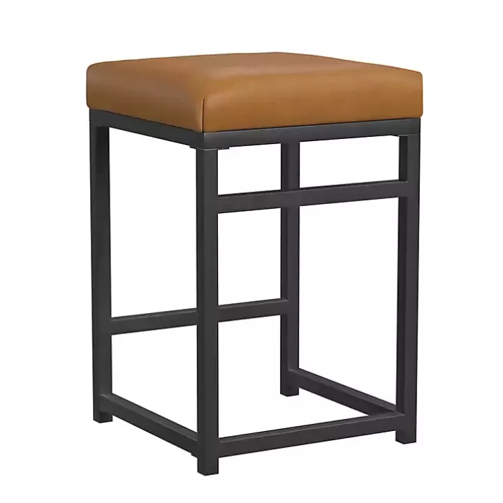 Best Caramel Faux Leather Upholstered Counter Stool Bar Stools & Counter Height Stools