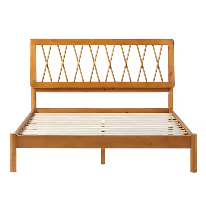 Discount Caramel Wood Spindle Headboard Queen Bed Beds & Headboards