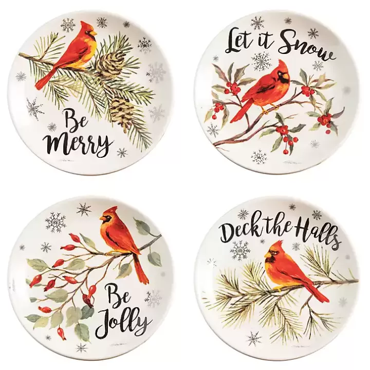 Online Cardinal Christmas Ceramic Plates, Set of 4 Serving & Entertaining