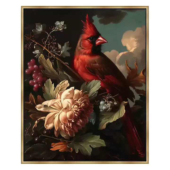 Outlet Cardinal Floral Dutch Framed Canvas Art Print Canvas Art