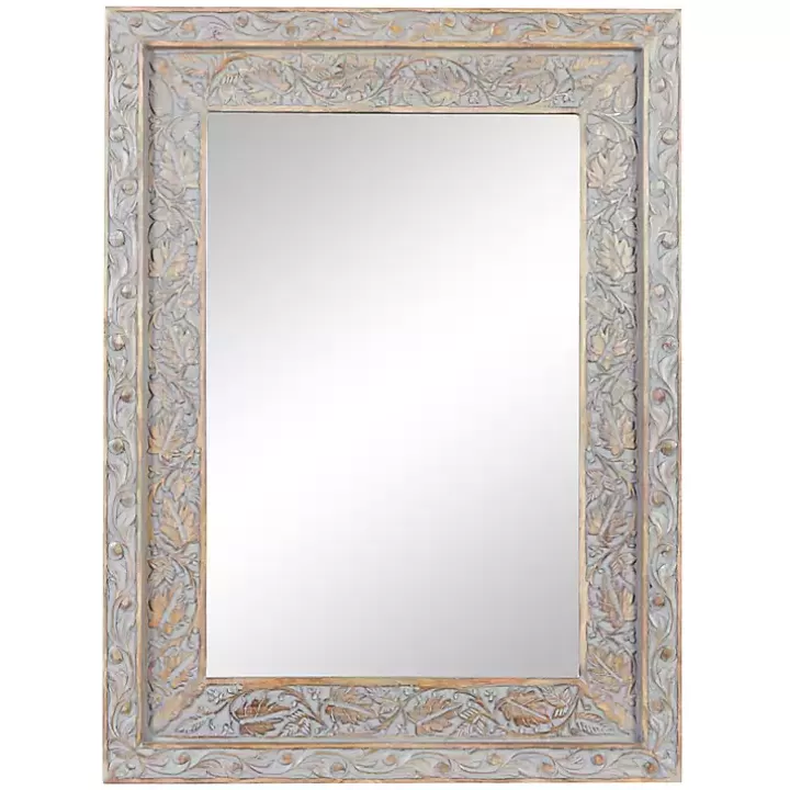 Discount Carved Floral Mango Wood Mirror Decorative Mirrors
