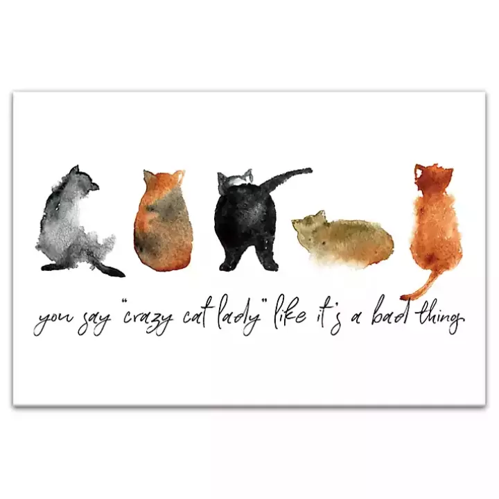 Cheap Cat Lady Canvas Art Print, 18x12 in. Wall Quotes & Signs