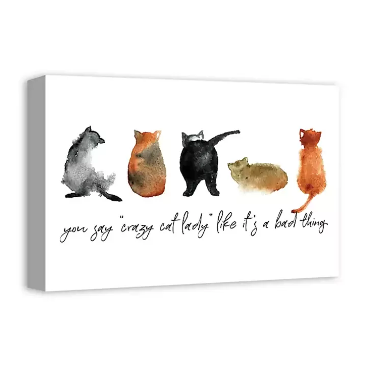 Cheap Cat Lady Canvas Art Print, 18x12 in. Wall Quotes & Signs