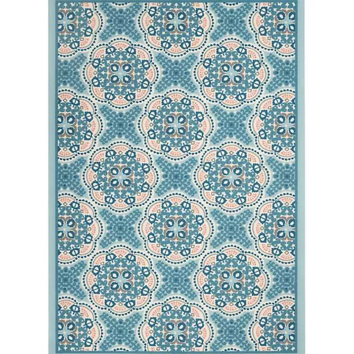 Cheap Cerulean Medallion Outdoor Area Rug, 5x7 Outdoor Rugs