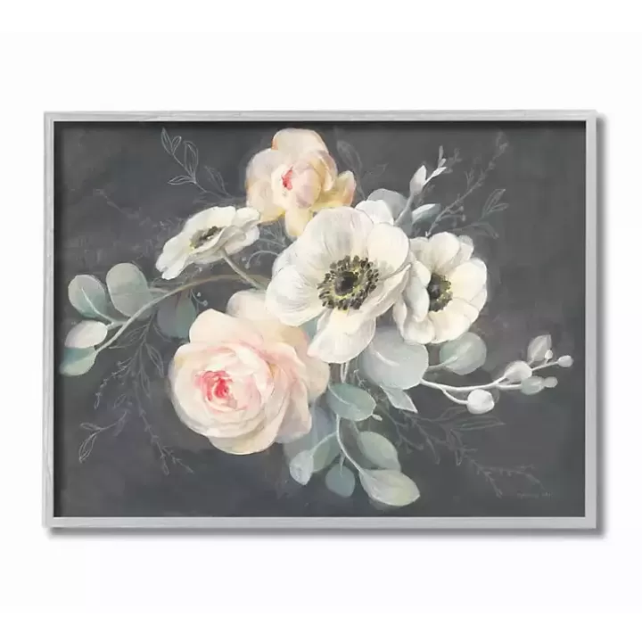 Clearance Chalk Flowers Framed Giclee Canvas Art Print Framed Art