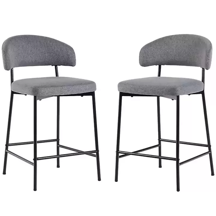 Hot Charcoal and Black Curved Counter Stools, Set of 2 Bar Stools & Counter Height Stools