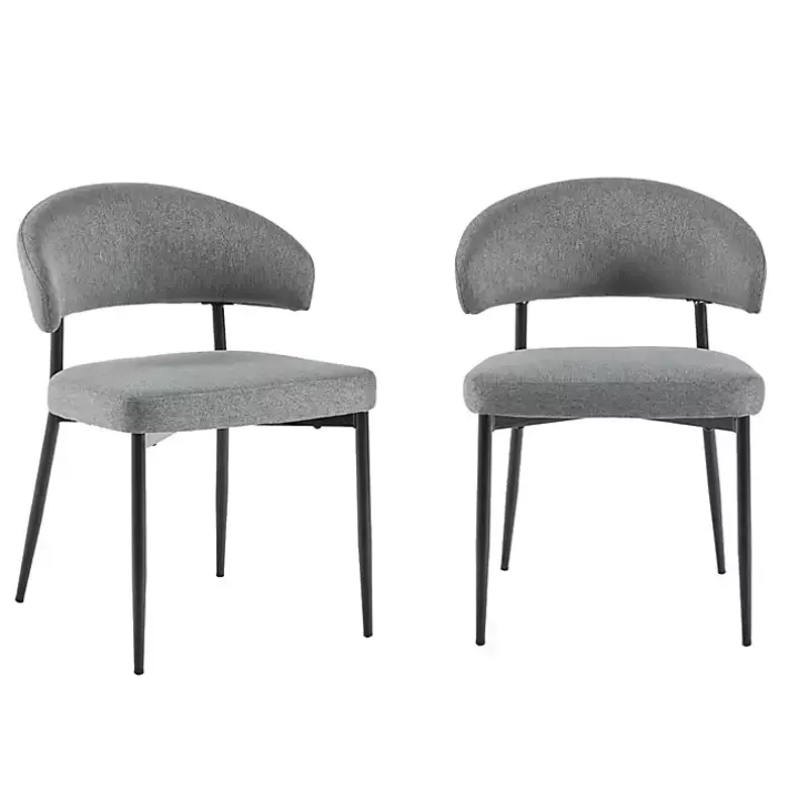 Best Charcoal and Black Curved Dining Chairs, Set of 2 Dining Chairs