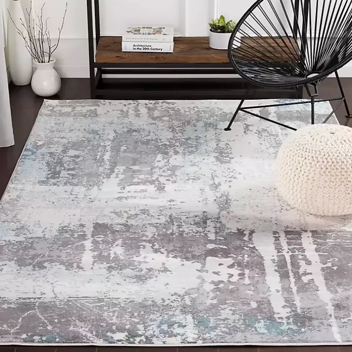 Online Charcoal and Indigo Abstract Floor Runner Area Rugs