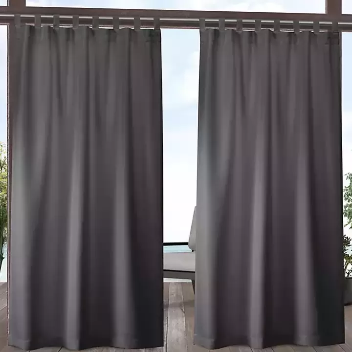 Store Charcoal Cabana Outdoor Curtain Panel Set, 108 in. Outdoor Curtains