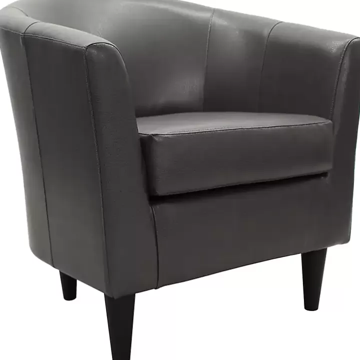 Best Sale Charcoal Faux Leather Winslow Accent Chair Accent Chairs