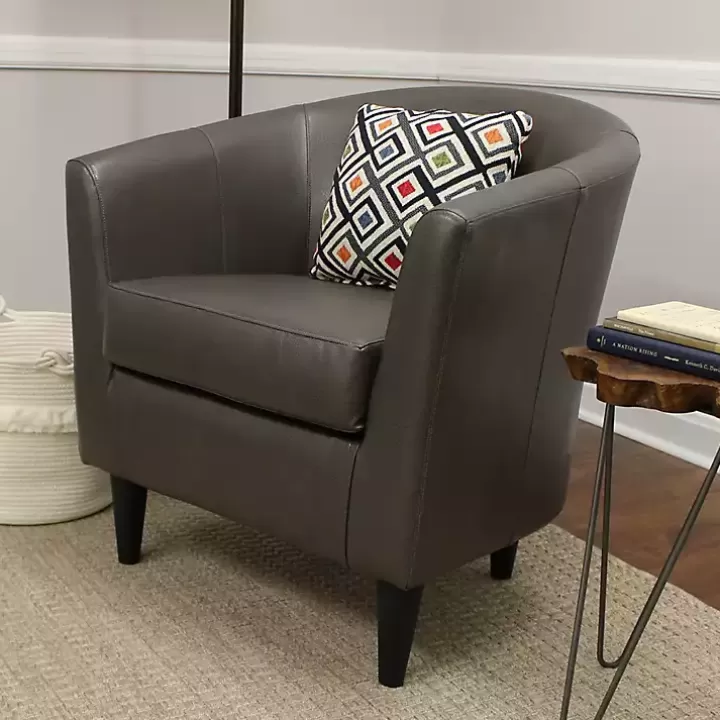 Best Sale Charcoal Faux Leather Winslow Accent Chair Accent Chairs