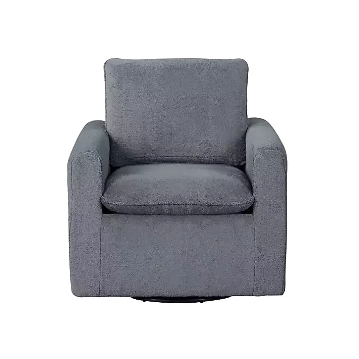 Cheap Charcoal Sherpa Peri Swivel Armchair Accent Chairs