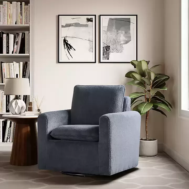 Cheap Charcoal Sherpa Peri Swivel Armchair Accent Chairs