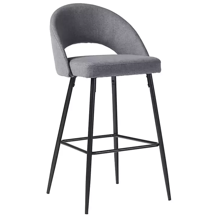 Outlet Charcoal Upholstered Charli Bar Stools, Set of 2 Bar Stools & Counter Height Stools