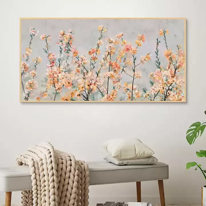 Hot Cherry Blossom Blooms Birch Framed Canvas Print Canvas Art