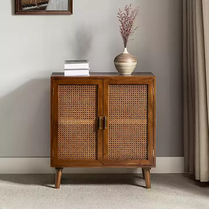 New Cherry Wood Frame Rattan Front Cabinet Cabinets & Sideboards