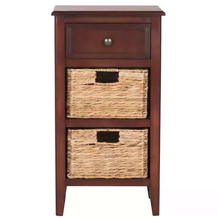 Best Cherry Wood Woven Baskets Everly Accent Table Accent & End Tables