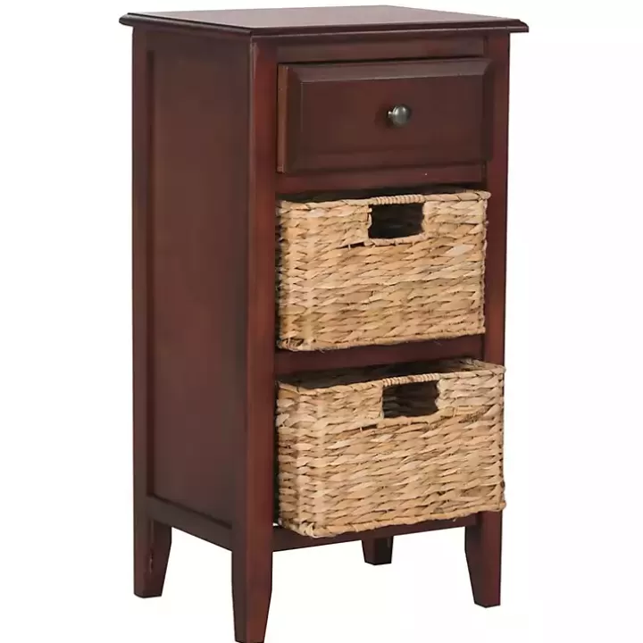 Best Cherry Wood Woven Baskets Everly Accent Table Accent & End Tables