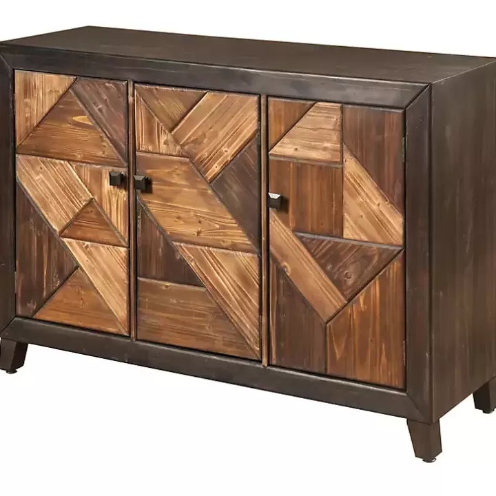 Discount Chevron 3-Door Wooden Credenza Cabinets & Sideboards