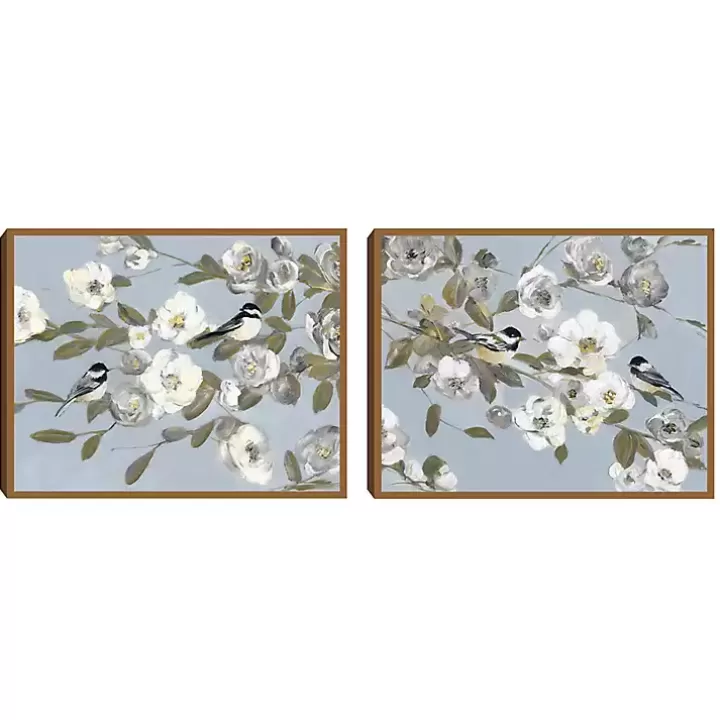 Sale Chickadee Blossoms Framed Canvas Prints, Set of 2 Framed Art