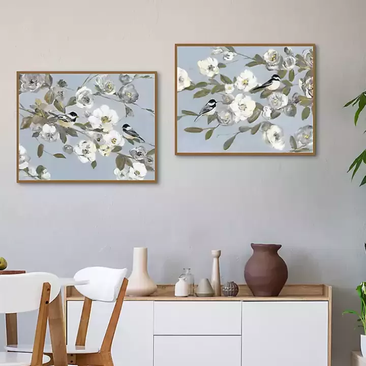 Sale Chickadee Blossoms Framed Canvas Prints, Set of 2 Framed Art